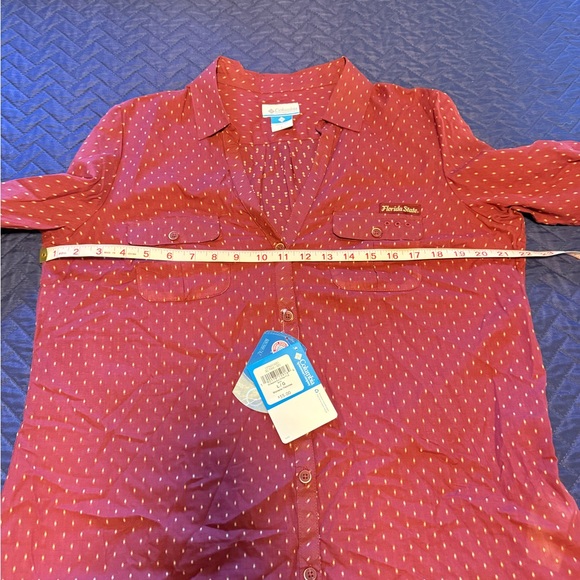 Columbia Florida State University Garnet Button-Up Shirt with Tan Dots - Picture 7 of 8